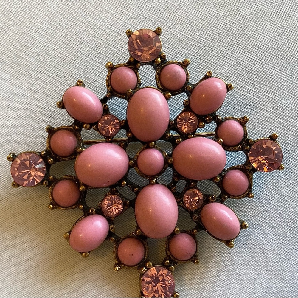 Square Vintage Beaded Brooch Pin
